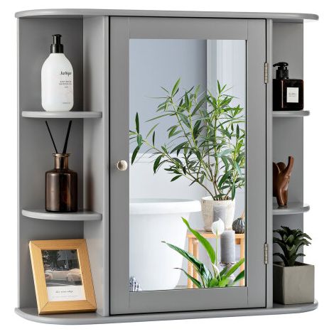 Mirrored Bathroom Cabinet Wall-mounted Storage Cabinet w/ Shelves (1/3)