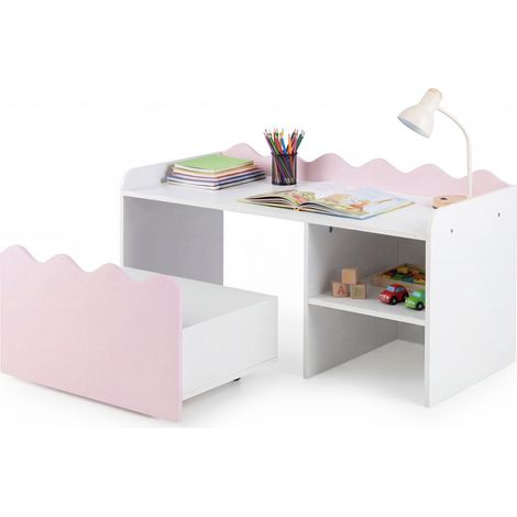 Kids Bookshelf & Toy Organizer with Movable Drawer - Pink (1/5)