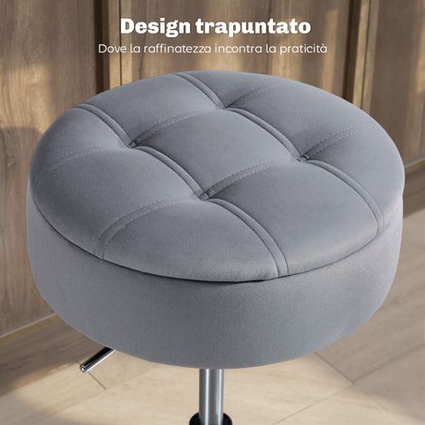 Tabouret de bar ajustable avec espace de rangement intégré, assise pivotante rembourrée sans dossier, gris (1/5)