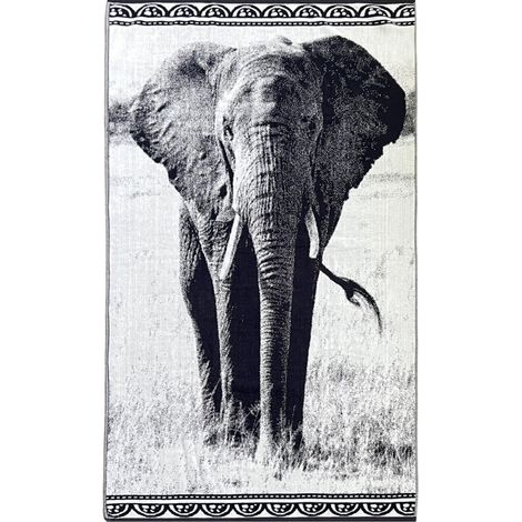 Telo Mare Jacquard Spugna Asciugamano Spiaggia Disegno Elephant KR, misuraTelo MarecoloreBlack-White