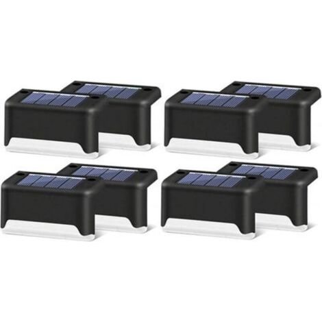 Lampe d'escalier solaire LED pour usage extérieur, boîtier noir, lumière chaude, lot de 8 [Classe énergétique A] (1/5)