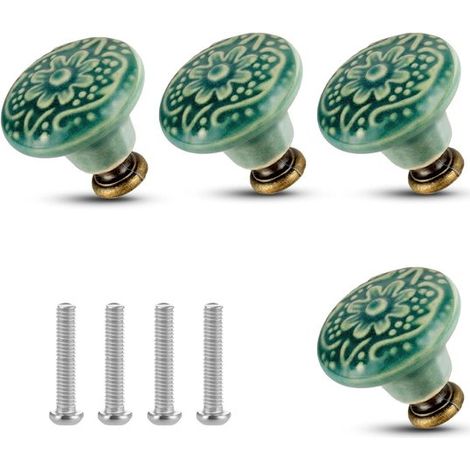 Ensemble de boutons de meuble rétro (4 pièces) avec vis de fixation (1/5)