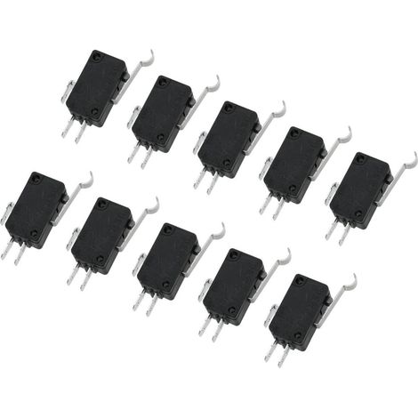Lot de 10 Micro Interrupteurs Étanches en Métal Noir 16a pour Usage Répété Jusqu'à 500000 Fois, Bouton-poussoir Momentané pour Appareils Audio et Machines Professionnelles (1/5)