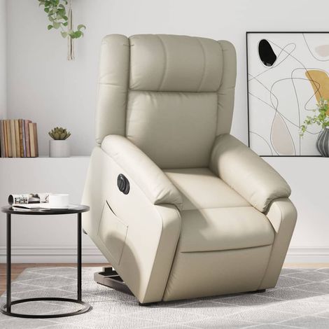 Relaxsessel mit Aufstehhilfe Elektrisch Creme Kunstleder (1/5)