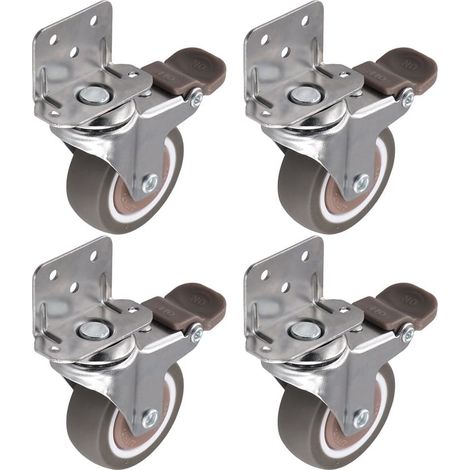 Ruedas laterales de 5 cm (2 pulgadas) para muebles, ruedas de goma en forma de L, giro de 360° con bloqueo, juego de 4 (1/5)