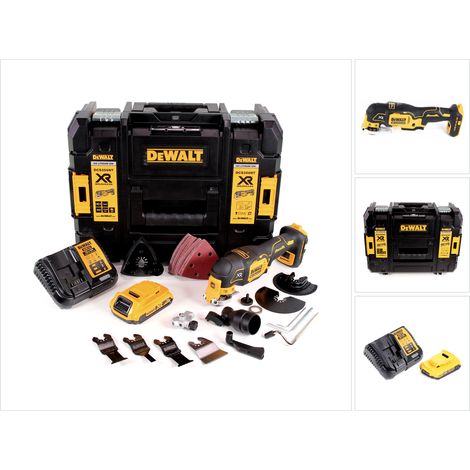 DeWalt DCS 356 S1 Utensile multifunzione oscillante a batteria 18V / Brushless + Set di 35 accessori + 1x Batteria 2,0Ah + Caricabatterie + Valigetta TSTAK