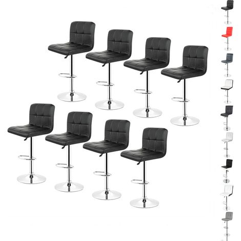 Hofuton Lot de 8, Tabouret de Bar, Métal Similicuir, Noir (1/5)