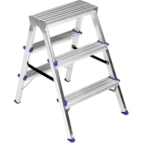 [NEUWERTIG] B-Ware Doppelstufenleiter Stehleiter Trittleiter 2x3stfg 183518 Aluminium
