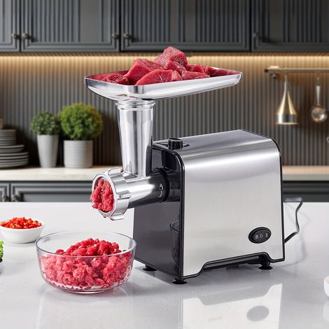 Hachoir à Viande Électrique 350W – Acier Inox, 3 Plaques. Kit Saucisse/Kubbe. Modèle (Noir). (1/5)