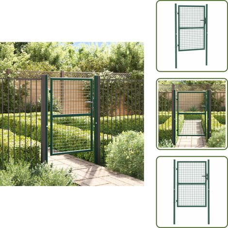 Recinzione per giardino - vidaXL Cancello per Recinzione in Acciaio 100x125 cm Verde - Cancello per patio