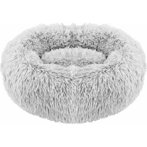 Panier pour Chat Chien Nid Rond Peluche 50CM Gris Clair (1/4)