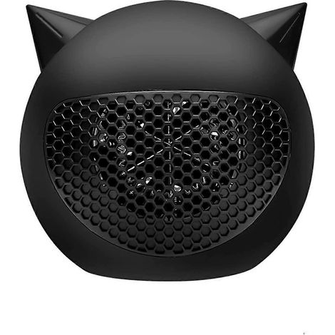 Chauffage électrique portable de bureau avec petit diable mignon, ventilateur de chauffage domestique, radiateur, appareil de chauffage pour l'hiver, mini maison ou bureau, noir (Blac (1/4)