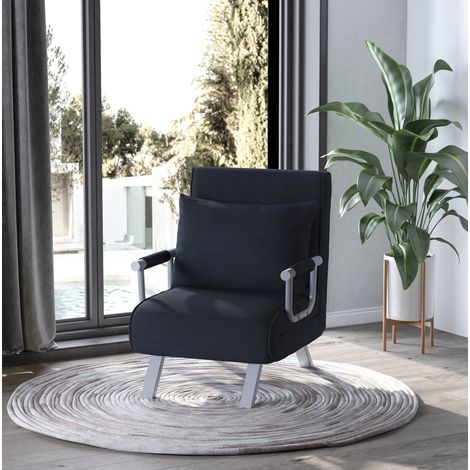 Sofá cama 65x69x80 cm negro en poliéster con respaldo ajustable y funda de cojín extraíble (1/5)