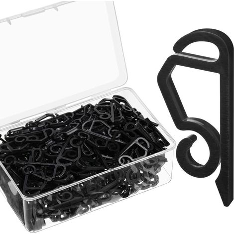 Lampe de Noël clip extérieur crochet de gouttière résistant aux intempéries lampe extérieure clip décoratif de Noël clip série de lampes (noir, 200 PCS) (1/4)