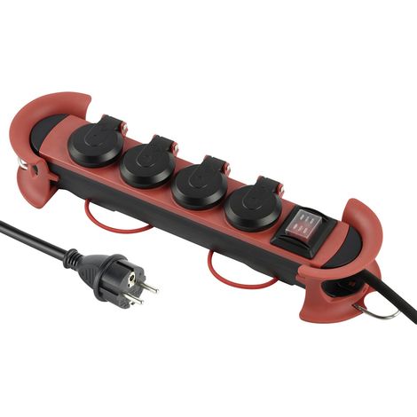4-fach Steckdosenleiste mit Schalter, beleuchtet, ip44, cee 7/7 Stecker, professionelle Ausstattung für den Außenbereich, schwarz, 3 m (1/5)