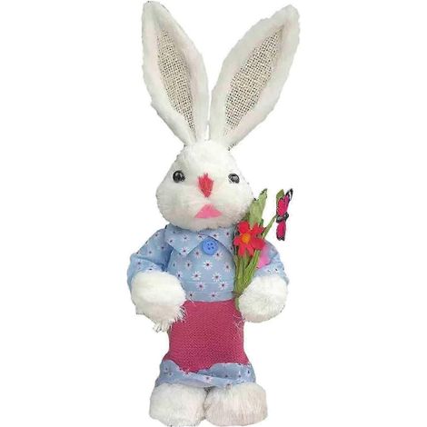 Figurines de lapins en pailles de Pâques - Décoration artisanale - Adorables lapins à poser - Accessoires photo - Figurines d'animaux pour la décoration de table-Style A (1/5)