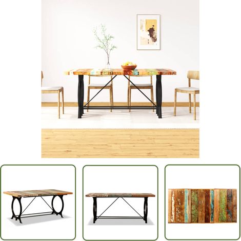 The Living Store Esstisch Altholz Massiv 180 cm - Industrieller Esstisch - Esstisch Aus Holz - Altholz Tisch - Vintage Tisch - Massives Holz (1/5)