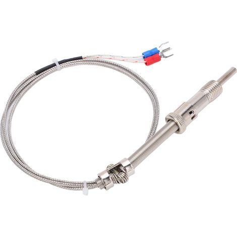 Sonde thermocouple blindée à ressort de compression type K, fil de mesure 1 mètre, pour usage industriel et fabrication. (1/5)