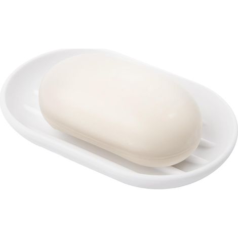 Porte-savon - Forme Ovale Moderne pour Lavabo - En Polypropylène - Blanc - Dimensions 12,7 x 8,3 x 1,9 cm - 1 Pièce (1/5)