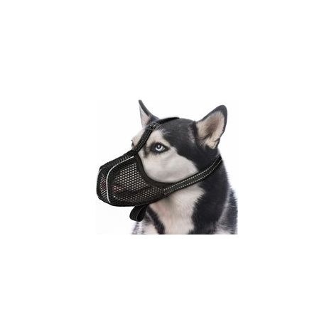 Muselière réfléchissante réglable pour chien - Empêche la mastication, l'ingestion et les morsures - Noir (1/5)