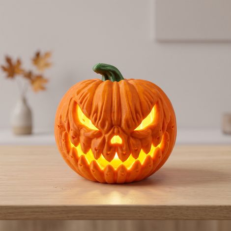 Light-up pumpkin lantern, fun and realistic appearance, suitable for various scenes of Halloween parties and decorations -- 1 PC -- BIEMMEDUE (1/5)