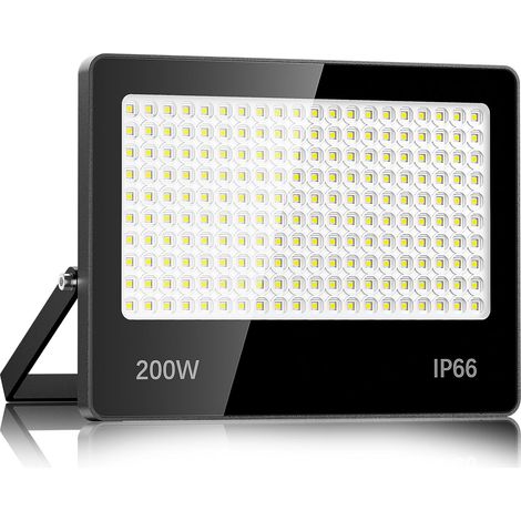 Projecteur LED Extérieur 200W - 20000LM 6500K Blanc Froid Spot LED Extérieur avec 200 LEDs Lampe, IP66 Étanche Eclairage Exterieur pour Stade, Terrasse, Rue, Garage