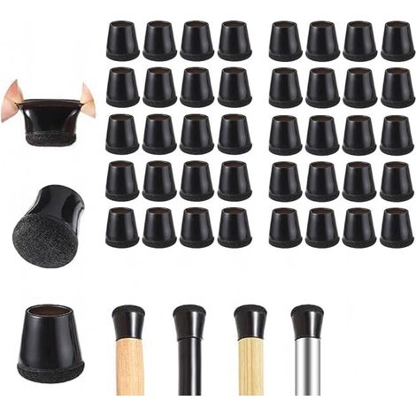 Protezioni per gambe di sedia, tappi in silicone con cuscinetti in feltro, per gambe da 21-30 mm, nere, 40 pezzi (1/5)