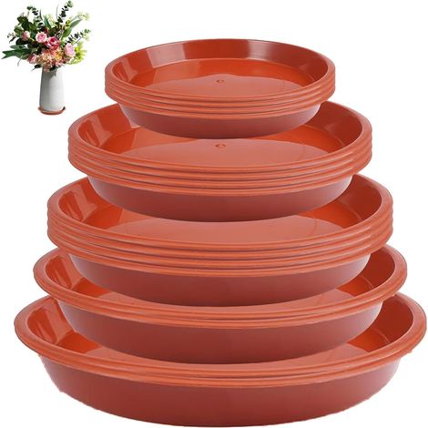 16 Pièces Coupelle Pot de Fleur Rouge: 14/18/20/24/28 Soucoupes pour Plantes, pour l'intérieur et l'extérieur, Soucoupe Pot Fleur, Soucoupes pour Pots de Fleurs, Soucoupe Pot de Fleur (1/5)