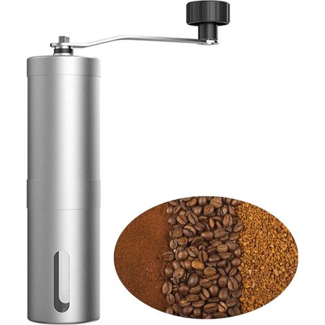 Moulin à café manuel, plusieurs réglages, moulin à café portable avec broyeur en céramique et manivelle amovible (1/5)