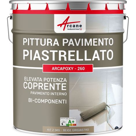 Vernice per piastrelle pavimento, a base di resina epossidica - Arcapoxy Pavimento Piastrellato - 2,5 kg (fino a 12,5 m² in 2 strati) Beige Grigio - RAL 1019 - ARCANE INDUSTRIES