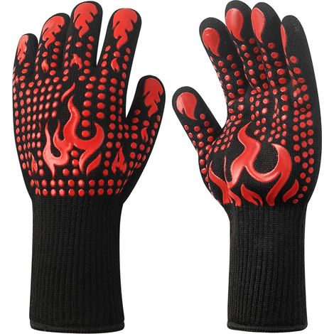 Gants de Barbecue Anti-brûlure résistants aux Hautes températures, Gants ignifuges pour Griller Le Barbecue, Gants de Cuisine sans Danger pour Les Hommes, Gants de Four, Fumeur, Barbecue (1/5)