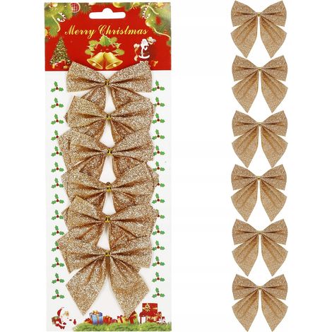 FIORITURA PER ALBERO DI NATALE DECORAZIONE LUCENTE ADDOBBO FIORITURA 8x8cm PENDENTE x6 (1/5)