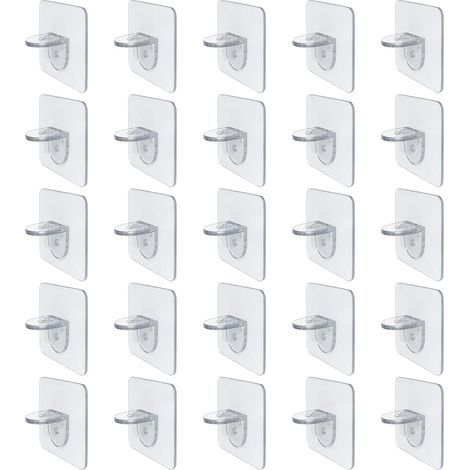 25 Pièces Chevilles de Support d'Étagère,Crochets Adhesifs,Supports Adhésifs pour Étagère,Crochets Muraux Auto-adhésifs,pour Salle Bain Cuisine à Domicile, Meubles Placard Bibliothèques (1/5)