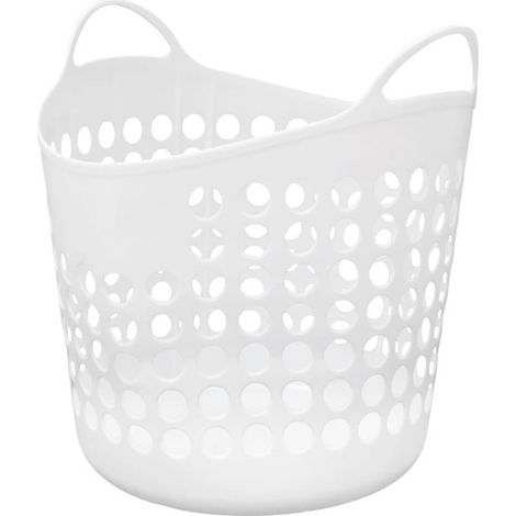 Panier À Linge Panier À Linge En Plastique 30L Poubelle Ronde Portable Avec Poignées De Transport Organisateur De Corbeille À Linge (1/4)