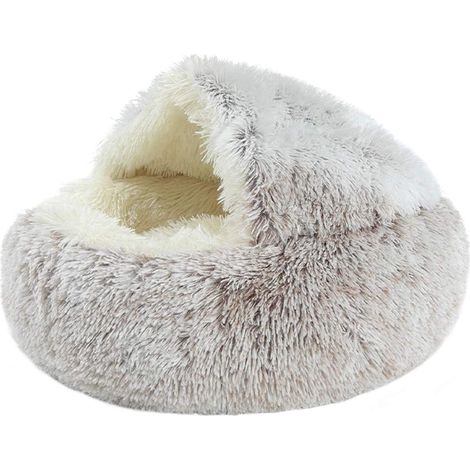 Panier pour Chat Moelleux Anti Stress Chat Extra Doux Lit pour Chat Apaisant Panier de Chien Canapé XL Confortable Lavable Maison pour Chat Coussin Chat,Antidérapant (40cm,Marron-Peluche) (1/5)