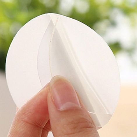 Confezione da 10 adesivi rotondi, trasparenti, biadesivi e impermeabili in silicone, ideali per il montaggio su pareti, specchi, oggetti leggeri e accessori. (1/3)