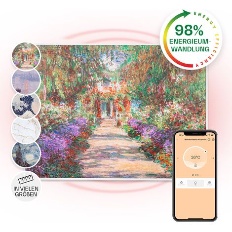 Klarstein – Radiateur infrarouge mural 500W – Panneau chauffant extra plat IP44 – Commande par application – Économie d'énergie, sans CO2