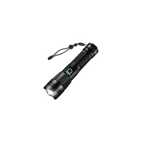 Torcia elettrica, ultra potente da 3000 lumen con LED CREE XHP50 ricaricabile tramite USB, 5 modalità, impermeabile IP65, stile militare, zoomabile per campeggio ed escursionismo (batteria ricaricabil
