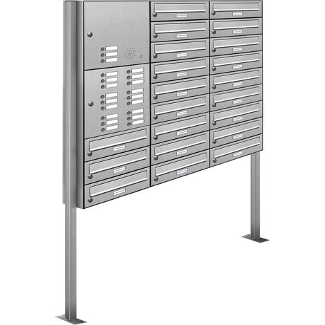 21er Edelstahl Briefkasten Standanlage Freistehend mit Klingel (1/5)