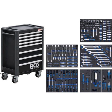 Bgs Technic – Servante d'atelier Profi Standard 8 tiroirs – Chariot roulant 730mm de large – Charge maximale 104kg – 234 outils inclus (1/3)
