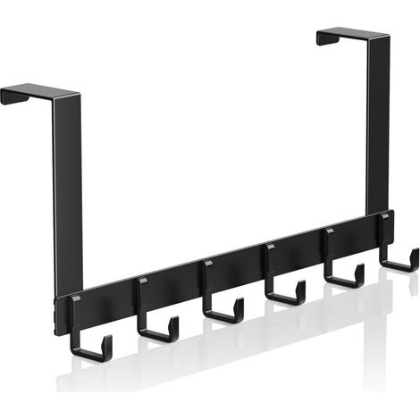 5 hooks over door, hooks for coats, clothes, over door hanger (6 hooks, black) (1/5)