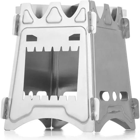 Réchaud de camping en acier inoxydable, réchaud de randonnée, réchaud à bois portable, idéal pour les pique-niques, les barbecues, le camping et la randonnée.