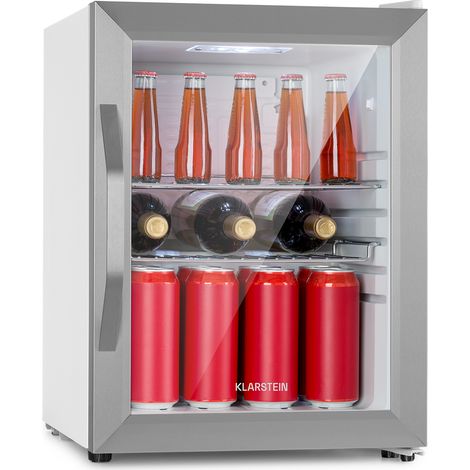 Klarstein Beersafe Crystal White Bierkühlschrank, Getränkekühlschrank mit Glastür, Kühlschrank, Flaschenkühlschrank mit 33 Liter