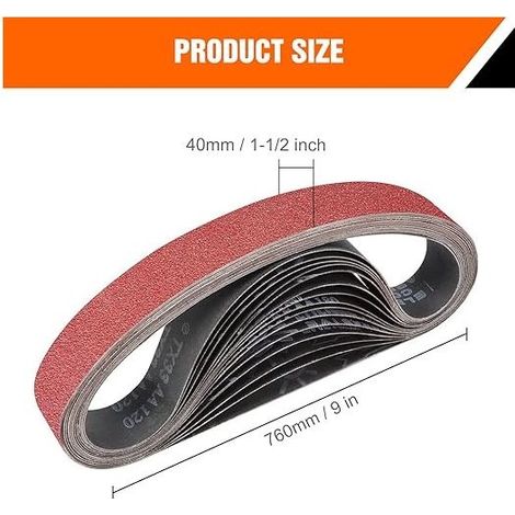 Bande Abrasive 40 x 760 mm Bande de Ponceuse - Ensemble de Bandes Abrasives Mixte (3 X grains 60/80/120/180/240) pour Ponceuses à Bande 15 pièces,bande abrasive de ponceuse (1/5)