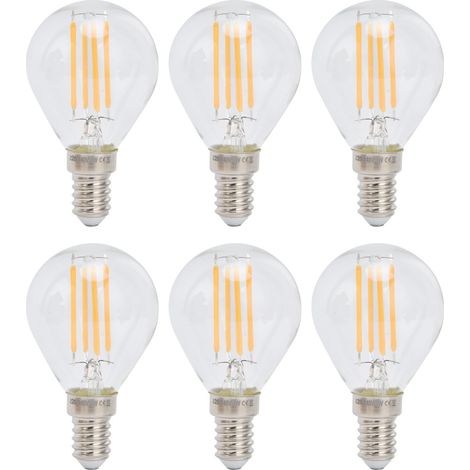 Lot de 6 ampoules LED rétro à filament Edison - Culot E14 - 4 W / ampoule, transparentes - Lumière chaude / 2700 K (1/5)