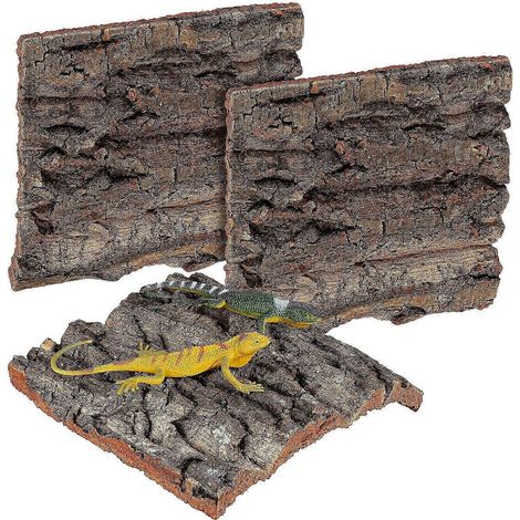 Des plaques d'écorce de liège pour reptiles servent de fond aux terrariums et aquariums. Elles conviennent aux geckos, lézards, grenouilles, dragons barbus et autres animaux. (1/5)