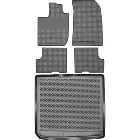 Ensemble de tapis de sol en caoutchouc pour Dacia Duster II SUV (à partir de 2018) + tapis de coffre