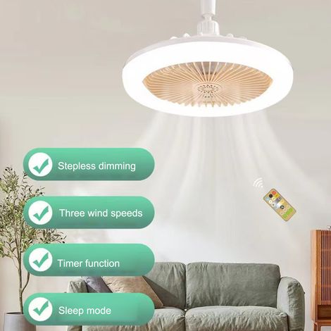 Ventilateur de plafond silencieux avec lampe intégrée pour salle à manger, salon et chambre à coucher. Modèle à trois vitesses. (1/5)