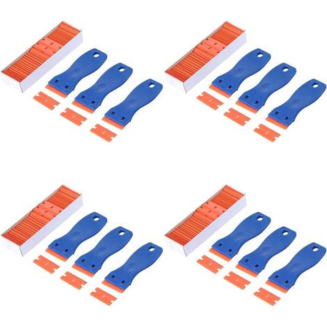 12 Pièces Grattoirs à Lame de Rasoir en Plastique et 400 Pièces SéRies Lames de Rasoir en Plastique à Double Bord de 1,5 Pouces (1/5)