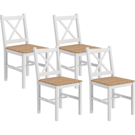Lot de 4 chaises SONNY bois et blanc (1/5)